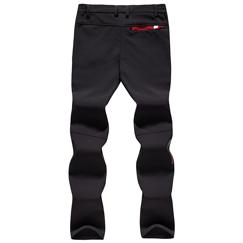 Men's Hiking Pants Trousers Fleece Lined Pants Softshell Pants Winter Outdoor Thermal Warm Fleece Lining Windproof Rain Waterproof Pants / Trousers Bottoms Elastic Waist Black Army Green Softshell3