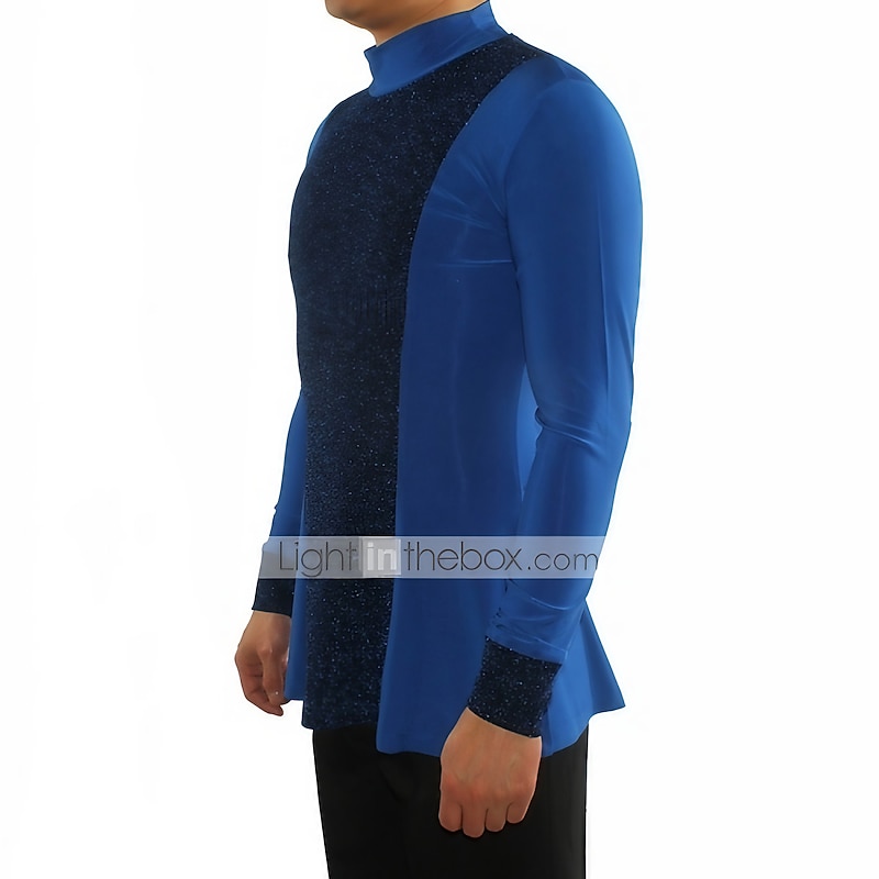 Latin Dance Top Ruching Split Joint Men's Performance Long Sleeve Polyester / Cotton