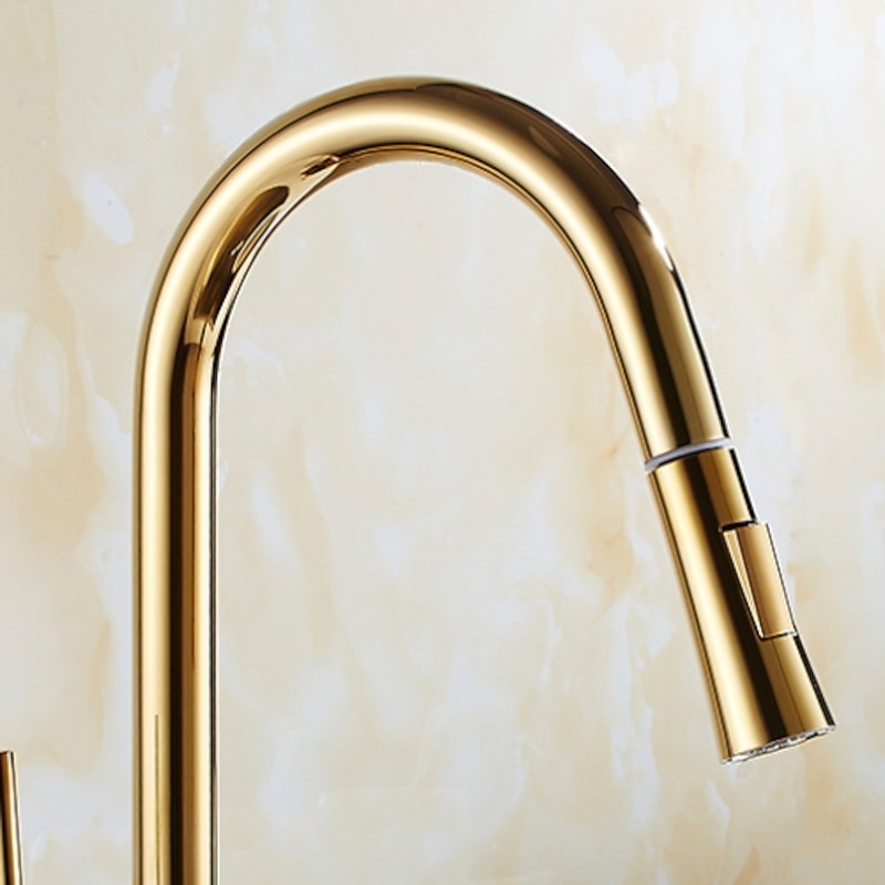 Kitchen Faucet - Single Handle One Hole Electroplated Pull-Out / ­Pull-Down / Tall / ­High Arc Free Standing Ordinary Kitchen Taps4