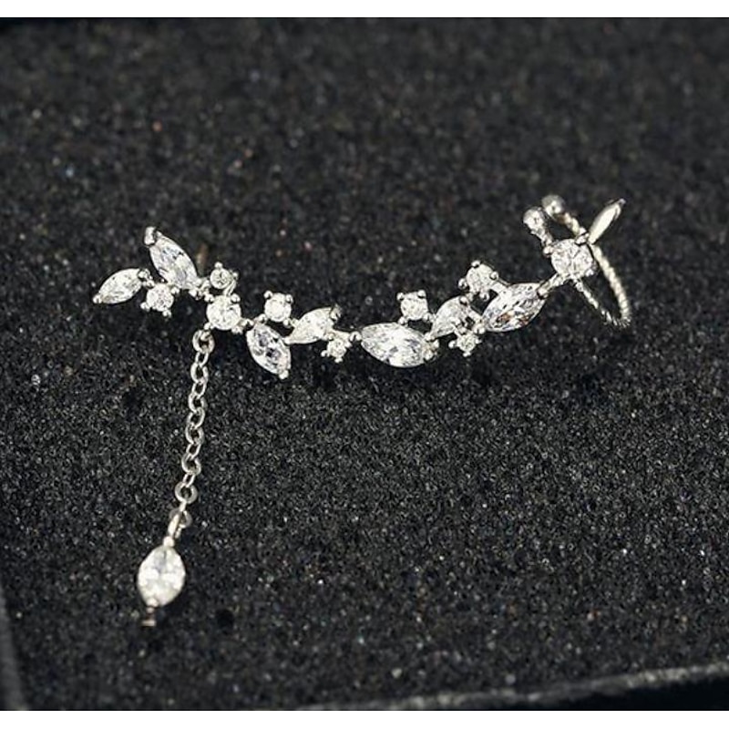 Women's Cubic Zirconia Ear Cuff Ear Climbers Fashion Silver Plated Earrings Jewelry Silver For Party Wedding 1pc4