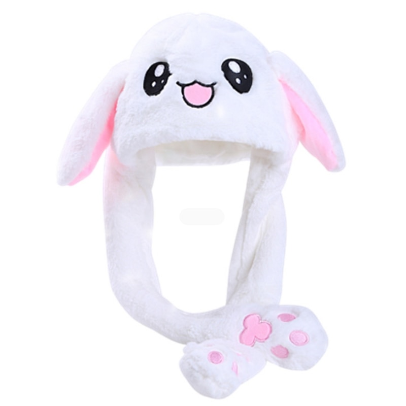 Cute Costume Hats Plush Bunny Hat with Moving Ears Rabbit Hat Funny Moving Earflaps Cute Stuff Gift for Women Girls Headwearfor Gift for Boy&Girls - Main Image