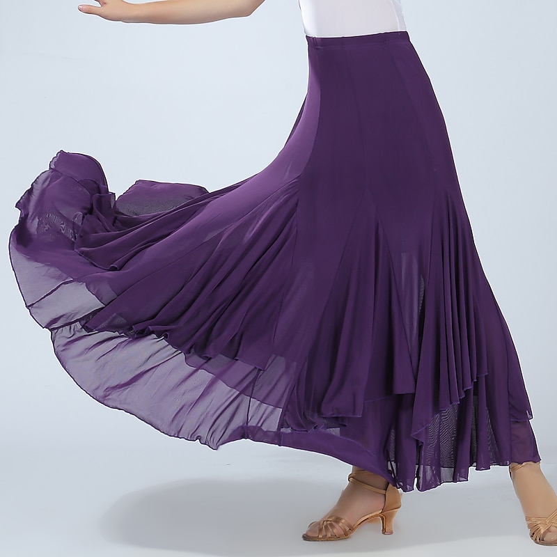 Ballroom Dance Skirts Ruching Women's Training Performance High Spandex