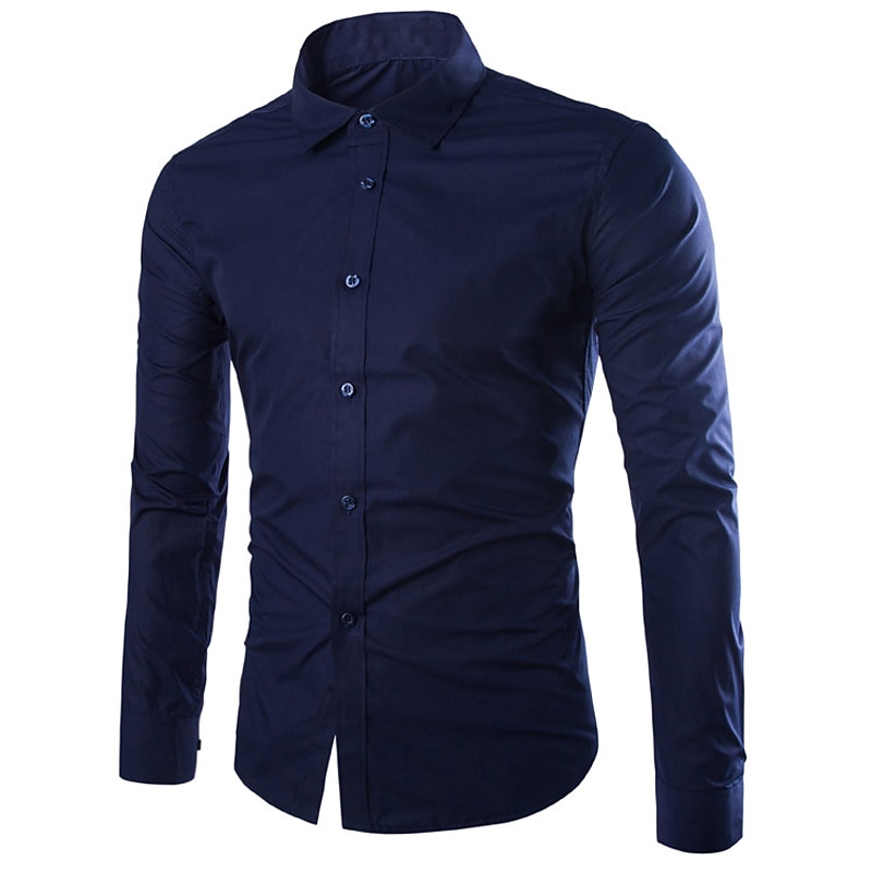 Men's Dress Shirt Collared Shirt Button Up Shirt Plain Wedding Work Black White Pink Wine Long Sleeve Collar Fall Spring & Summer Clothing Apparel3