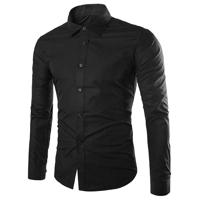 Men's Dress Shirt Collared Shirt Button Up Shirt Plain Wedding Work Black White Pink Wine Long Sleeve Collar Fall Spring & Summer Clothing Apparel4