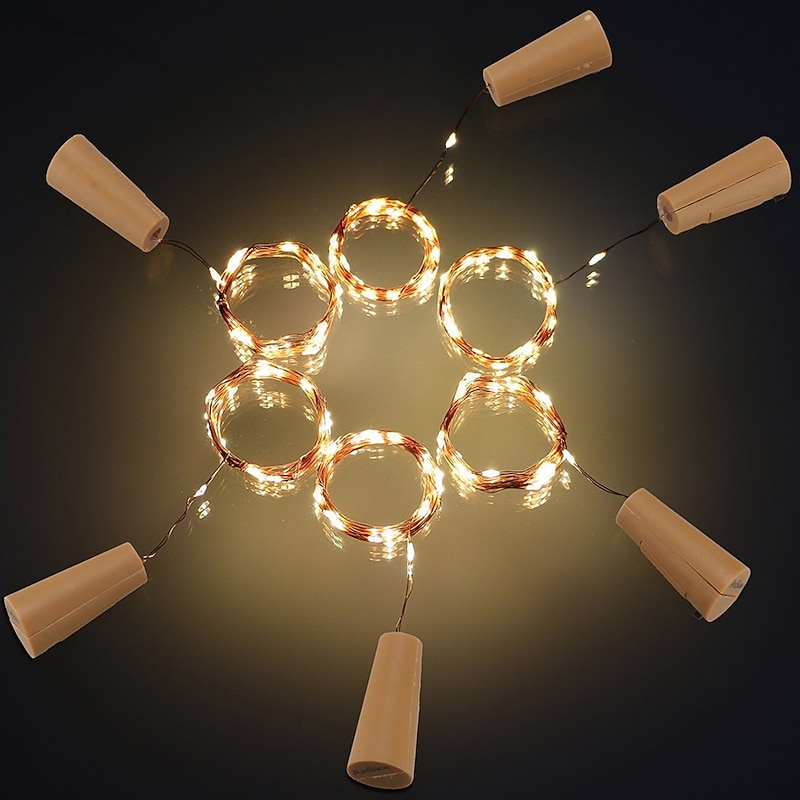 2m Wine Bottle String Lights 6pcs 20 LEDs Warm White White Red Creative Decoration for Party Holidays Christmas Tree Light up4