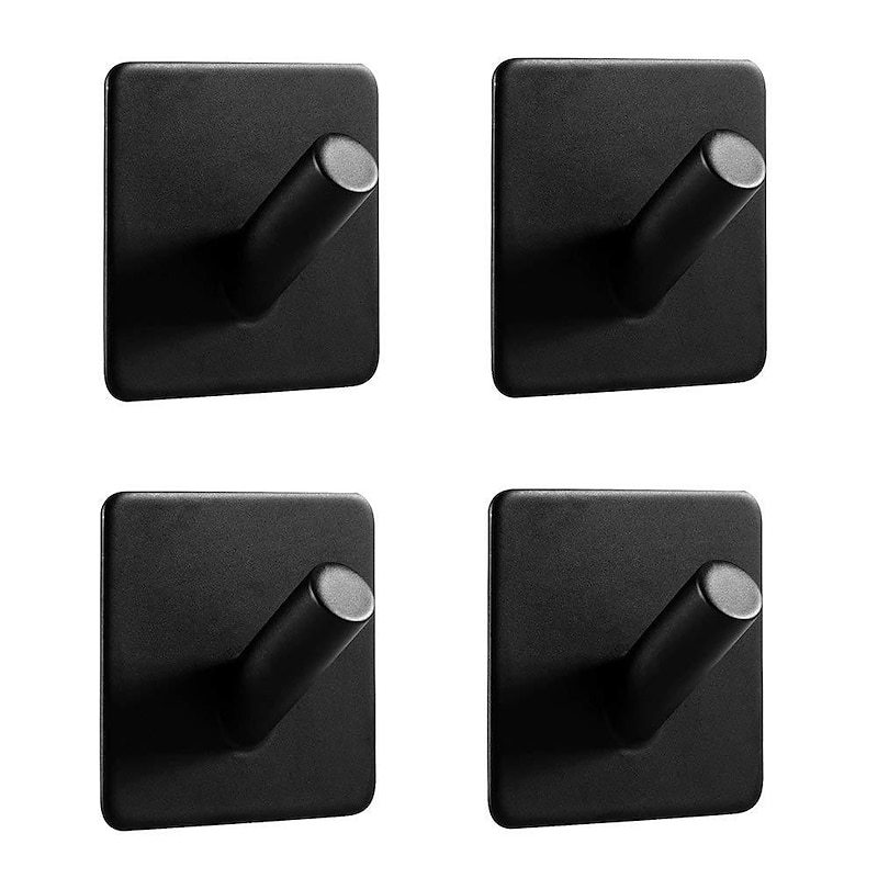 Self Adhesive Hooks Durable Stainless Steel Wall Mounted Waterproof Rustproof Oil Proof for Bathroom Matte Black 4pcs2