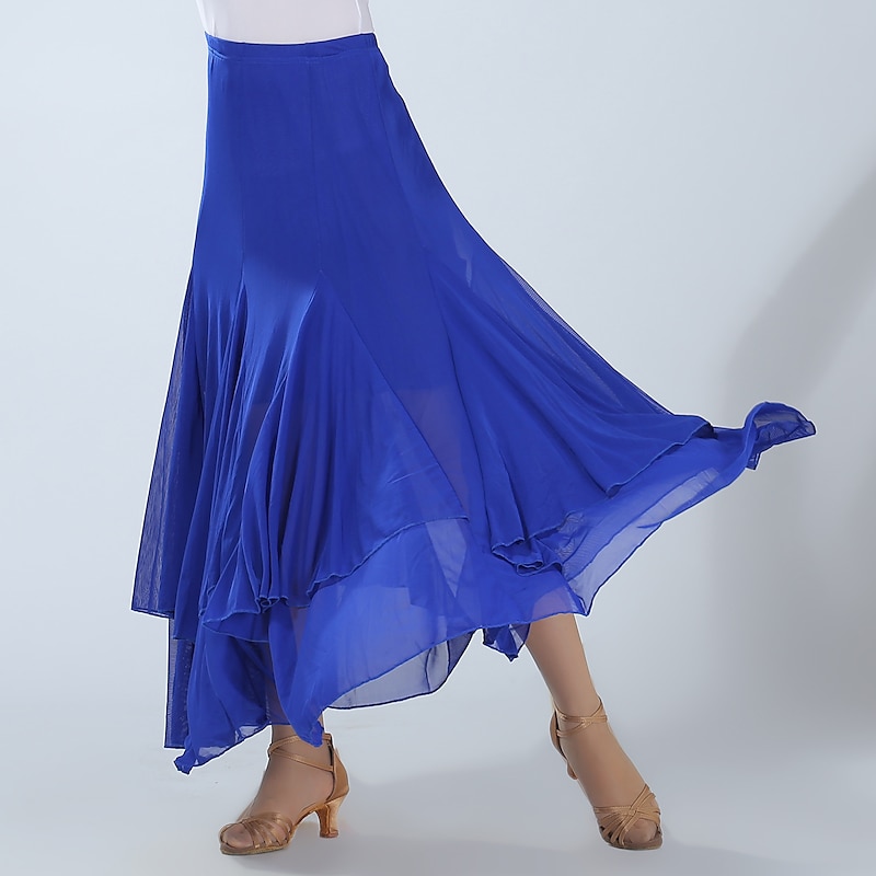 Ballroom Dance Skirts Ruching Women's Training Performance High Spandex3