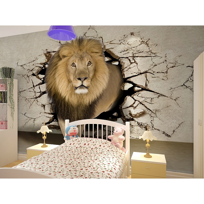 Mural Wallpaper Wall Sticker Covering Print Adhesive Required Animal Lion Canvas Home Décor4