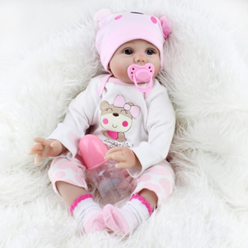 NPKCOLLECTION 22 inch Reborn Doll Baby & Toddler Toy Baby Girl Reborn Baby Doll Newborn lifelike Lovely Parent-Child Interaction Hand Applied Eyelashes with Clothes and Accessories for Girls
