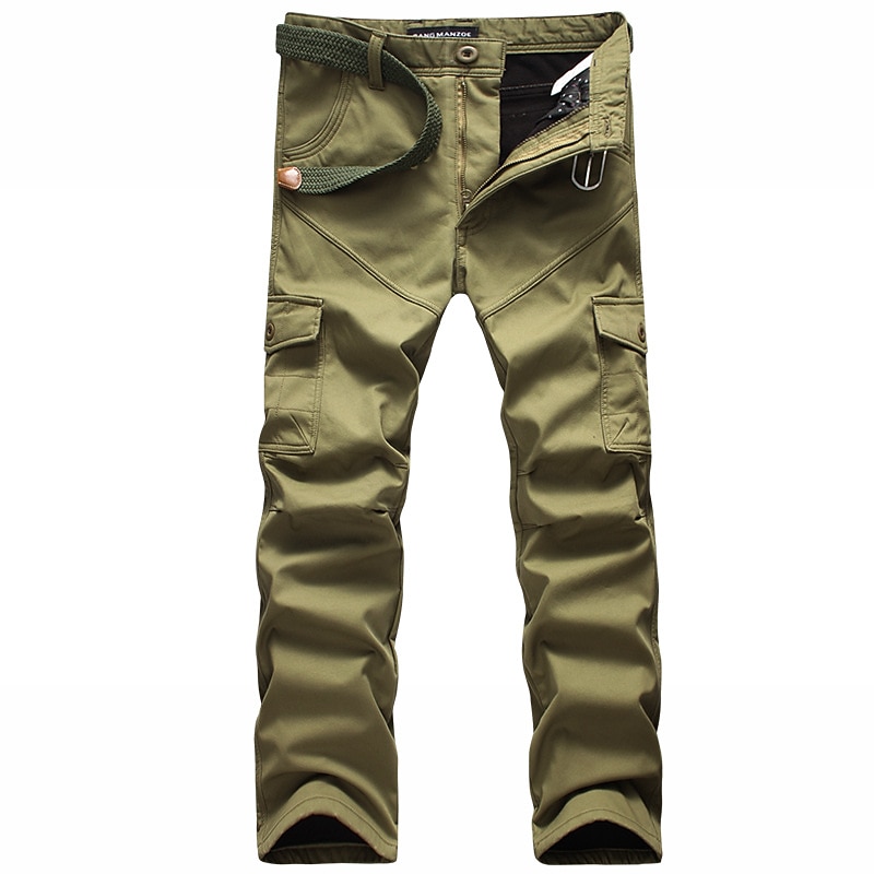 Men's Hiking Pants Trousers Hiking Cargo Pants Camo / Camouflage Spring Winter Outdoor Fleece Lining Warm Quick Dry Wear Resistance Pants / Trousers Multi Pocket Black Army Green Cotton Hiking Camping2