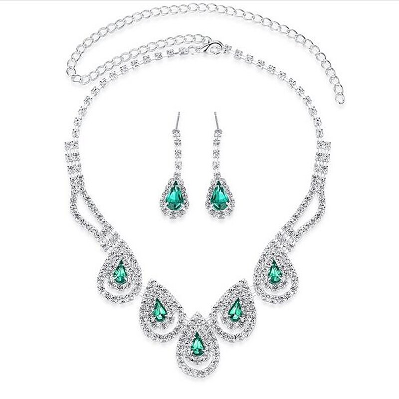 Jewelry Set 1 set Sapphire Gemstone & Crystal Synthetic Gemstones Earrings Necklace Women's Party Ladies Luxury Cute Drop Teardrop Jewelry Set For Party Wedding Special Occasion / Citrine2