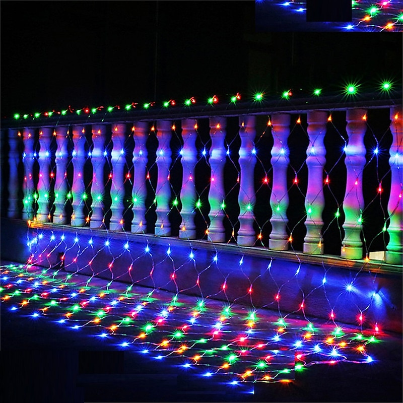 6x4m Net Lights LED Outdoor String String Lights 880 LEDs Fishing Party Lights Patio Light Warm White Cold White Multi Color Waterproof Party Halloween/Christmas Tree Weddin2