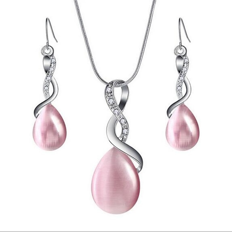 1 set Jewelry Set Drop Earrings For Women's Crystal Party Gift Daily Silver-Plated Alloy Briolette Infinity Pear / Pendant Necklace dress to impress