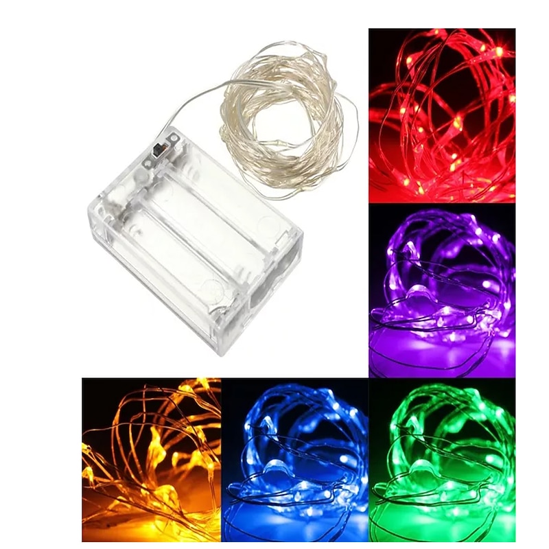 10M 100 LED Silver Wire Fairy String Light Outdoor String Lights Battery Powered Waterproof Christmas Party Decor