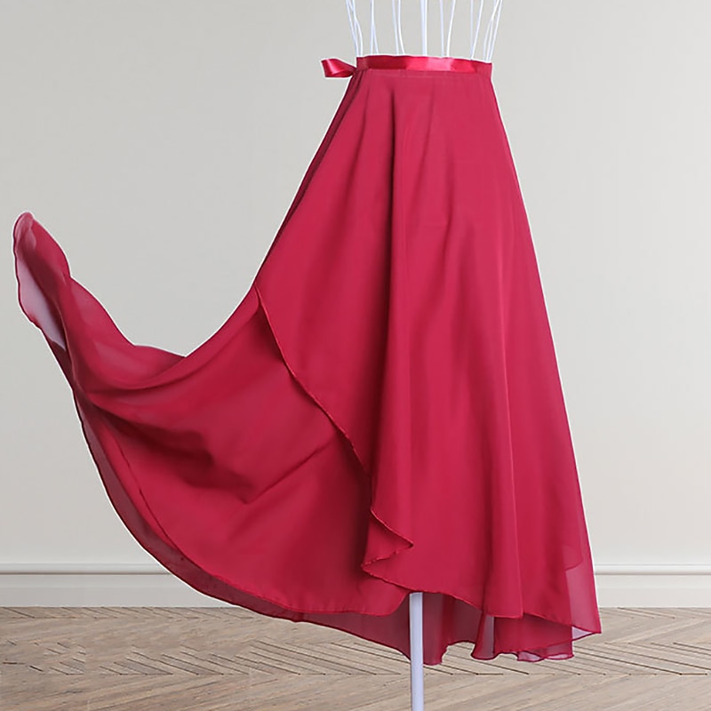 Breathable Ballet Skirts Ruching Women's Training Performance High Chiffon - Main Image