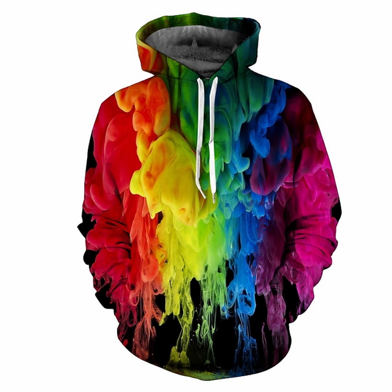 Men's Rainbow Hoodie Hoodies Sweatshirt Casual Long Sleeve Hooded Outdoor Street Holiday Yellow Purple Spring & Summer Designer