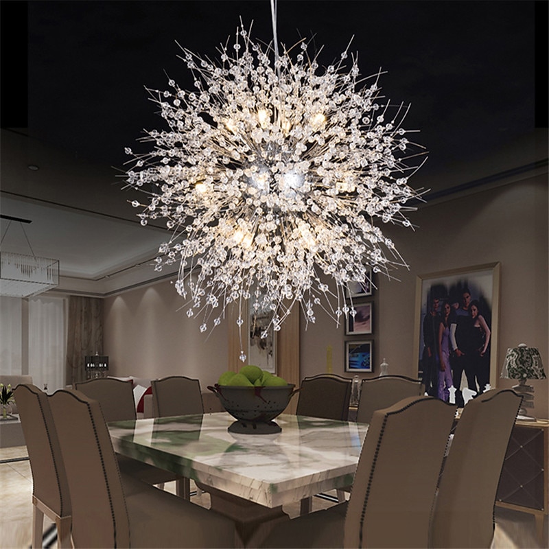 16 Bulbs 60 cm Crystal Pendant Light Metal Globe Electroplated Chic & Modern Globe 110-120V 220-240V