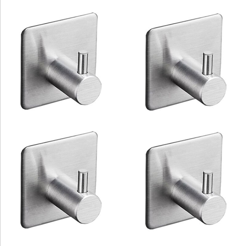 Robe Hook Self-adhesive Contemporary Stainless Steel Bathroom Towel Hook Wall Mounted 4pcs2