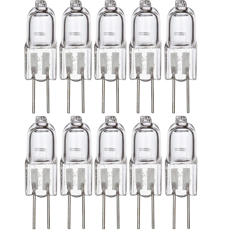 10pcs 20W Halogen Bi-pin Light Bulb 20pcs 240lm G4 Warm White 12V for Under Cabinet Puck Light Chandeliers Track Lighting