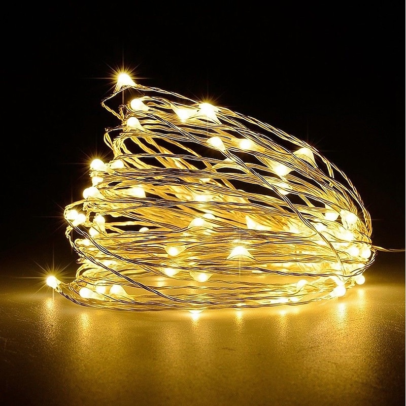 LED String Lights 5m 50LEDs Fairy Copper Wire Lights for Garden Patio Waterproof USB Warm White White Red Cuttable Party Decorative 5V IP654