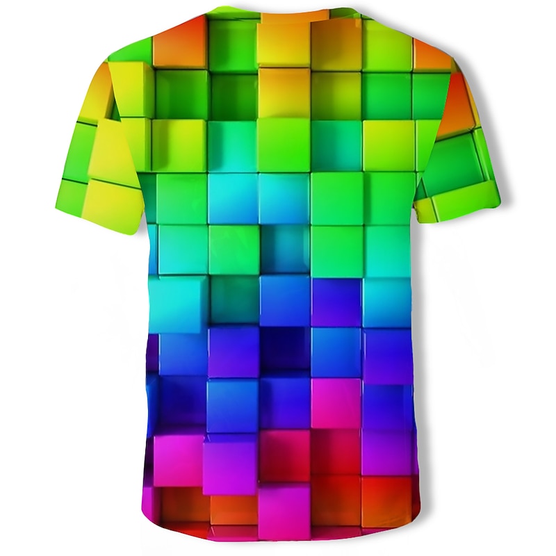 Men's Graphic Geometric 3D T Shirt Short Sleeve T shirt Round Neck Shirt Casual Daily Purple Green Rainbow Summer Clothing Apparel Asian Size S M L XL XXL 3XL2