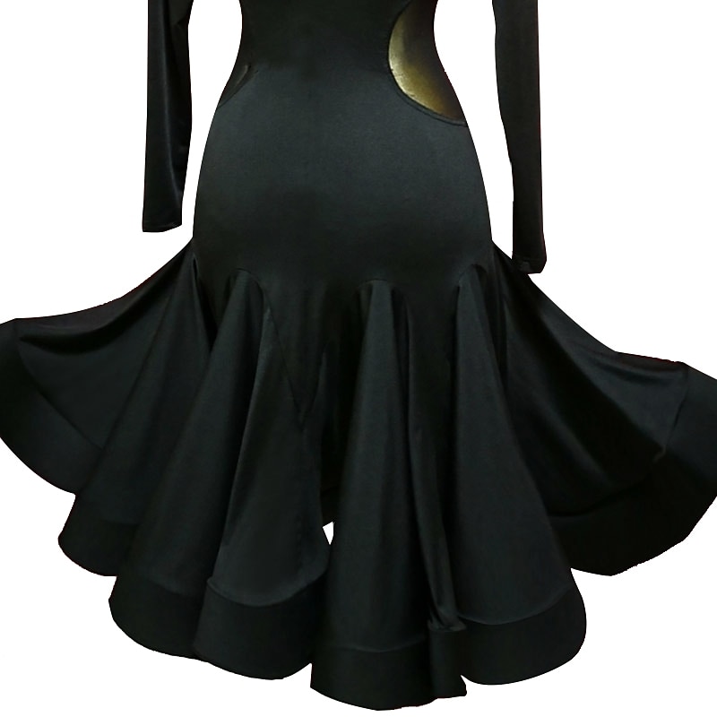 Latin Dance Dress Women's Performance Training Long Sleeve High Spandex Tulle3