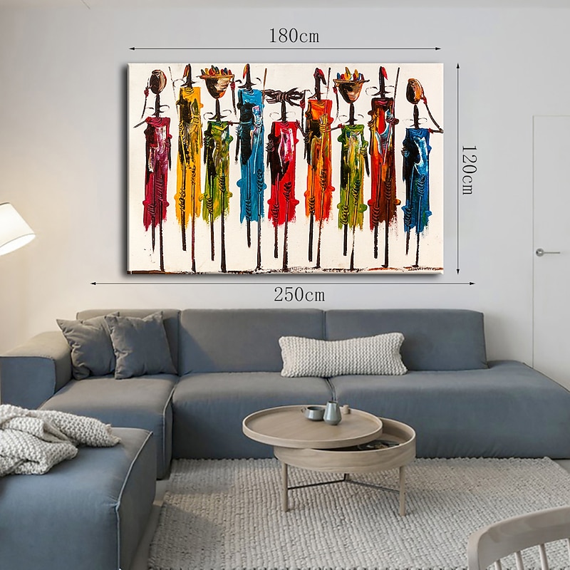 Large Size Oil Painting 100% Handmade Hand Painted Wall Art On Canvas African Tribe Soldiers Abstract People Classic Modern Home Decoration Decor Rolled Canvas No Frame Unstretched4
