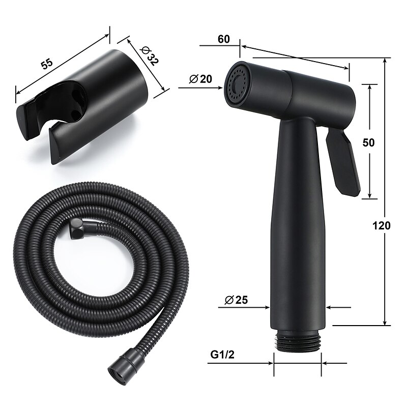 Single Hole Bidet Black Toilet Handheld High Pressure Cleaning Spray Gun4