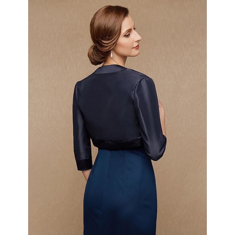 3/4 Length Sleeve Shrugs Satin Wedding / Party / Evening Women's Wedding Guest Wraps With Splicing dress to impress2