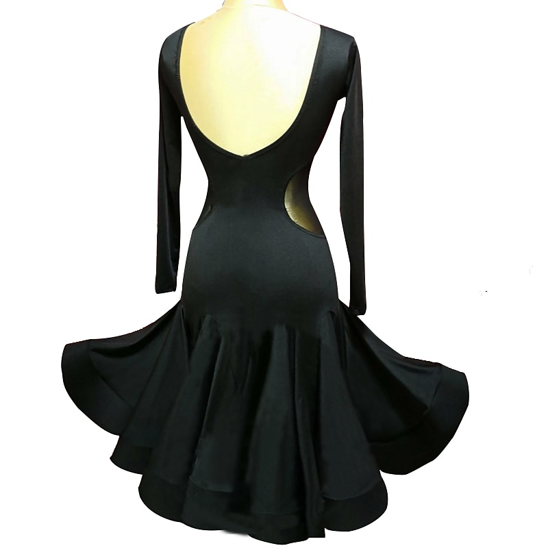 Latin Dance Dress Women's Performance Training Long Sleeve High Spandex Tulle2