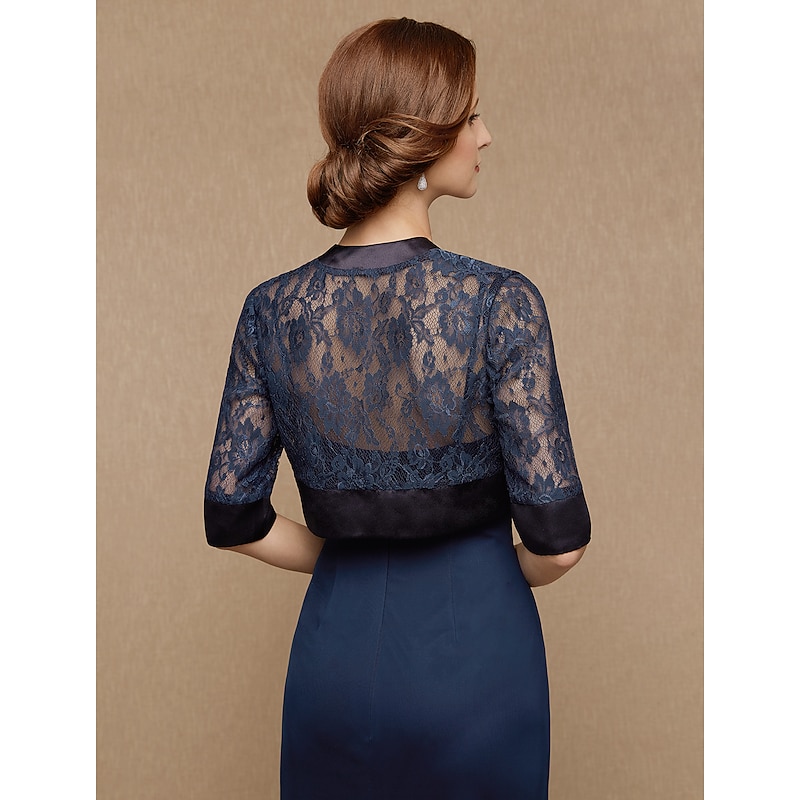 Half Sleeve Shrugs Lace / Satin Fall Wedding / Party / Evening Women's Wedding Guest Wraps With Splicing2