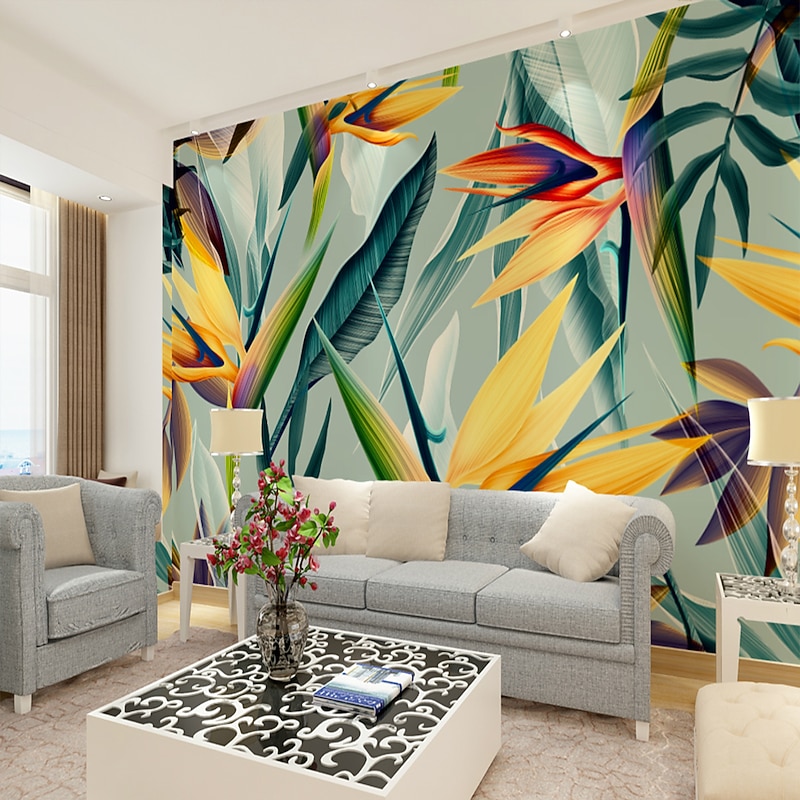 Mural Wallpaper Wall Sticker Covering Print Adhesive Required Tropical Palm Leaf Canvas Home Décor4