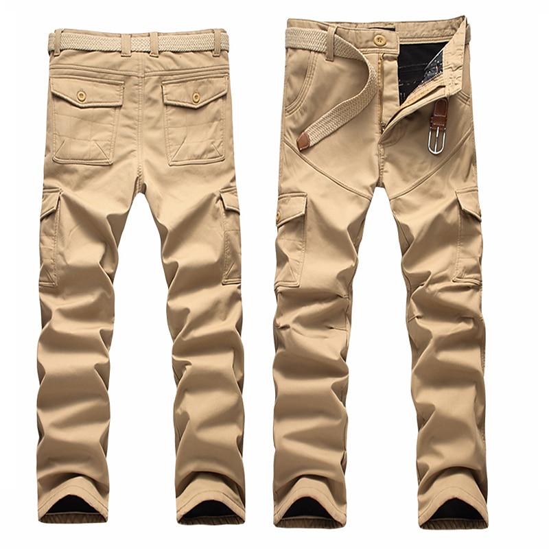 Men's Hiking Pants Trousers Hiking Cargo Pants Camo / Camouflage Spring Winter Outdoor Fleece Lining Warm Quick Dry Wear Resistance Pants / Trousers Multi Pocket Black Army Green Cotton Hiking Camping3