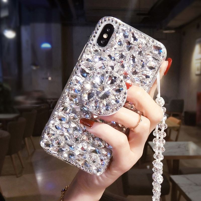 Phone Case For Samsung Galaxy S23 S22 S21 Ultra Plus A34 A54 S20 Back Cover with Stand Holder Bling Rhinestone Glitter Shine Acrylic4