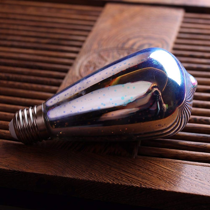 1pc ST64 4W LED 3D Colorful Star Fireworks Light Bulb(2200K) E26/E27 Filament Bulbs Base Edison Bulb Light for Holiday Home Bar Decoration Multicolor LED Lamp 220V4