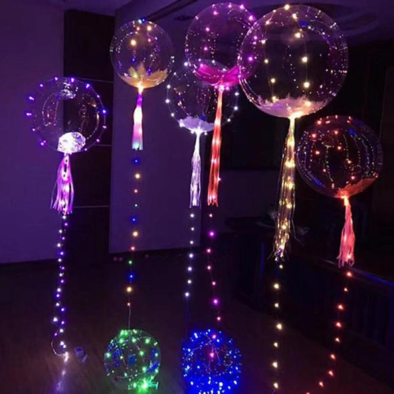 LED Balloons Light Up BoBo Balloons Warm White Colorful Luminous Transparent Bubble 20/10/4pcs LED Lights Up Balloons Indoor Outdoor Decoration Birthday Party Wedding Decoration Xmas Gift
