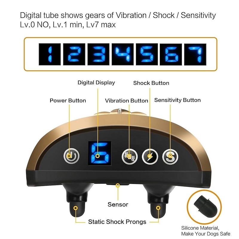 Dog Training Collar Dog Training Anti Bark Collar Shock Collar Adjustable Size Electric Dog Cat Pets Waterproof Anti Bark Electronic / Electric Safety Plastic Electronic Behaviour Aids For Pets 7