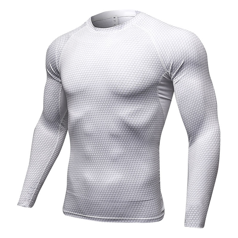 Men's Compression Shirt Running Shirt Long Sleeve Tee Tshirt Athletic Snakeskin Spandex Quick Dry Breathability Lightweight Stretchy Gym Workout Jogging Running Sportswear Activewear White Red Blue4