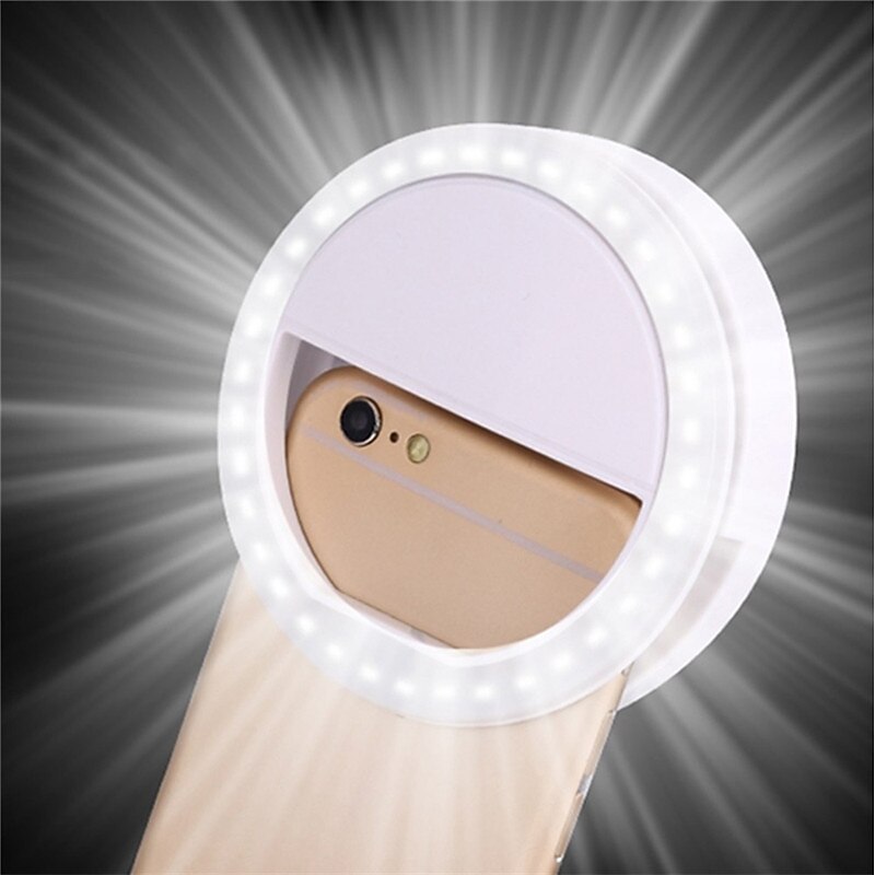 2pcs Selfie Ring Light Portable Clip for Smart Phone Photography Camera Video 3 Modes Dimmable AAA Batteries Powered4