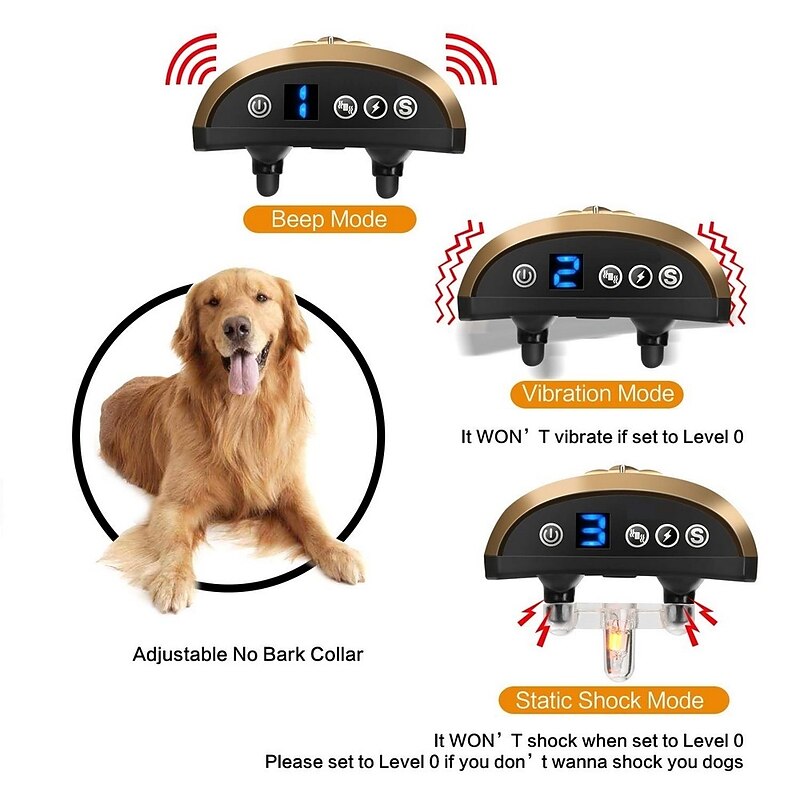 Dog Training Collar Dog Training Anti Bark Collar Shock Collar Adjustable Size Electric Dog Cat Pets Waterproof Anti Bark Electronic / Electric Safety Plastic Electronic Behaviour Aids For Pets4