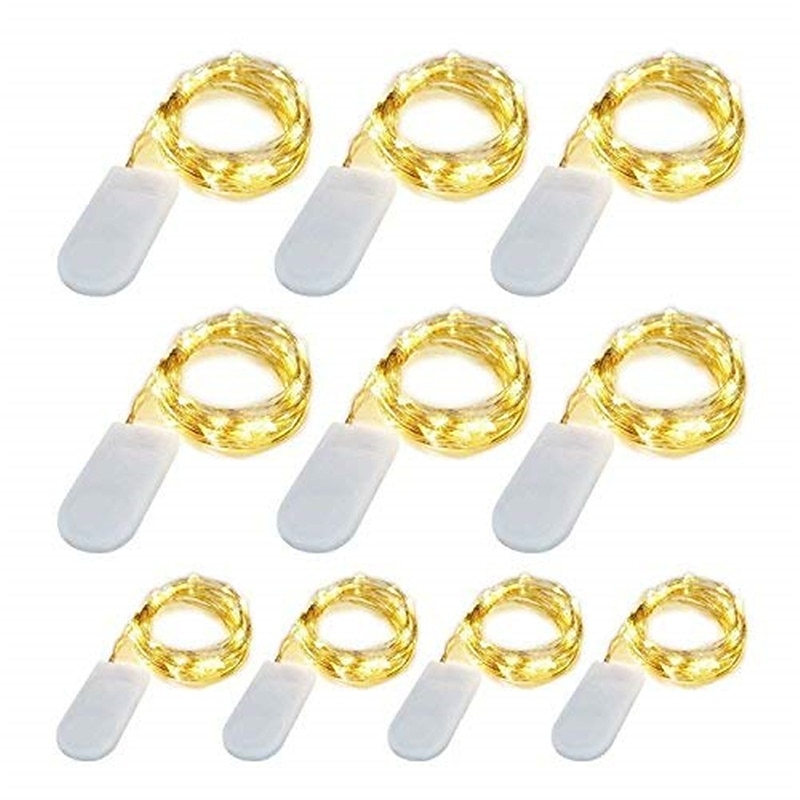 Elegant Wedding Reception Party 10Packs LED Fairy String Lights 1M 10LEDs Silver Copper Wire Light for Wedding Bedroom Decoration Party Holiday Gift