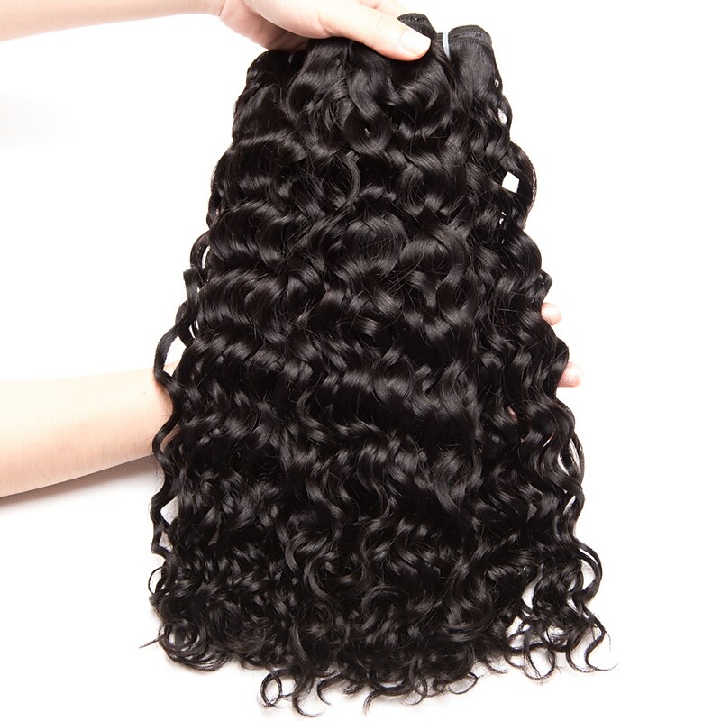 3 Bundles Hair Weaves Brazilian Hair Water Wave Human Hair Extensions Remy Human Hair 100% Remy Hair Weave Bundles 300 g Natural Color Hair Weaves / Hair Bulk Human Hair Extensions 8-28 inch Natural2