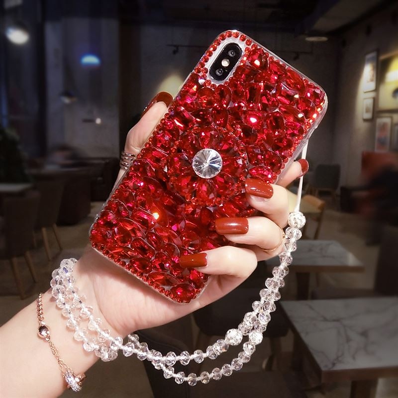 Phone Case For Samsung Galaxy S23 S22 S21 Ultra Plus A34 A54 S20 Back Cover with Stand Holder Bling Rhinestone Glitter Shine Acrylic