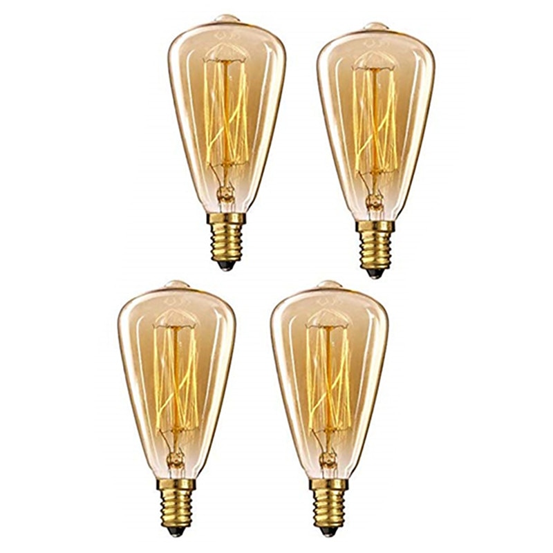 4pcs 40W Edison Vintage Incandescent Light Bulb Dimmable E14 ST48 Candelabra Cage Filament Amber Warm White for Lighting Fixture 220-240V