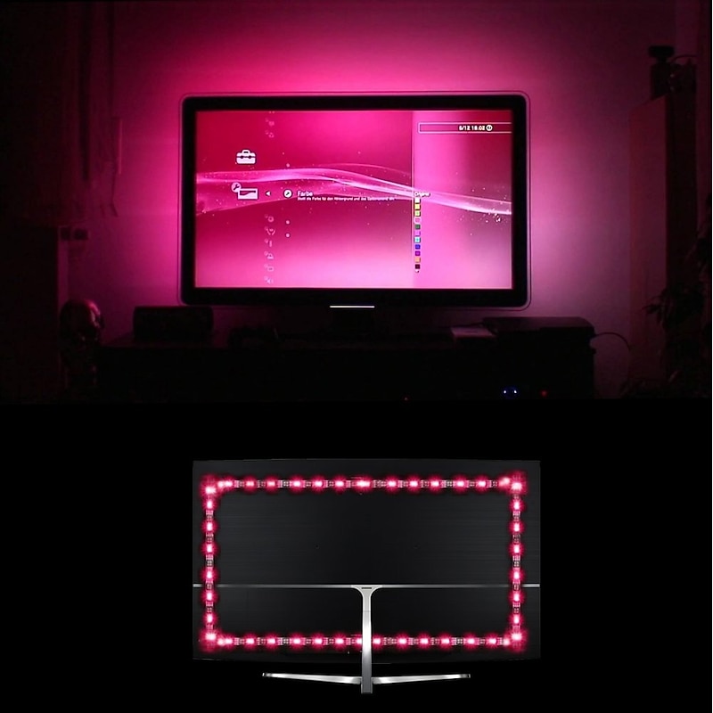 LED Light Strips 2M USB Flexible Tiktok Lights TV Backlight 60LED 10mm Waterproof Multi-color TV Backlight with Infrared Remote Controller Halloween TV Computer Background4