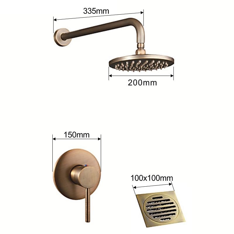 Vintage Concealed Shower Faucet Combo Set 8" Shower Head, Shower System Mixer Rough In Valve Rainfall High Pressure Head with Drain, Wall Monted Tub and Shower Trim Kit Bathroom Bath3