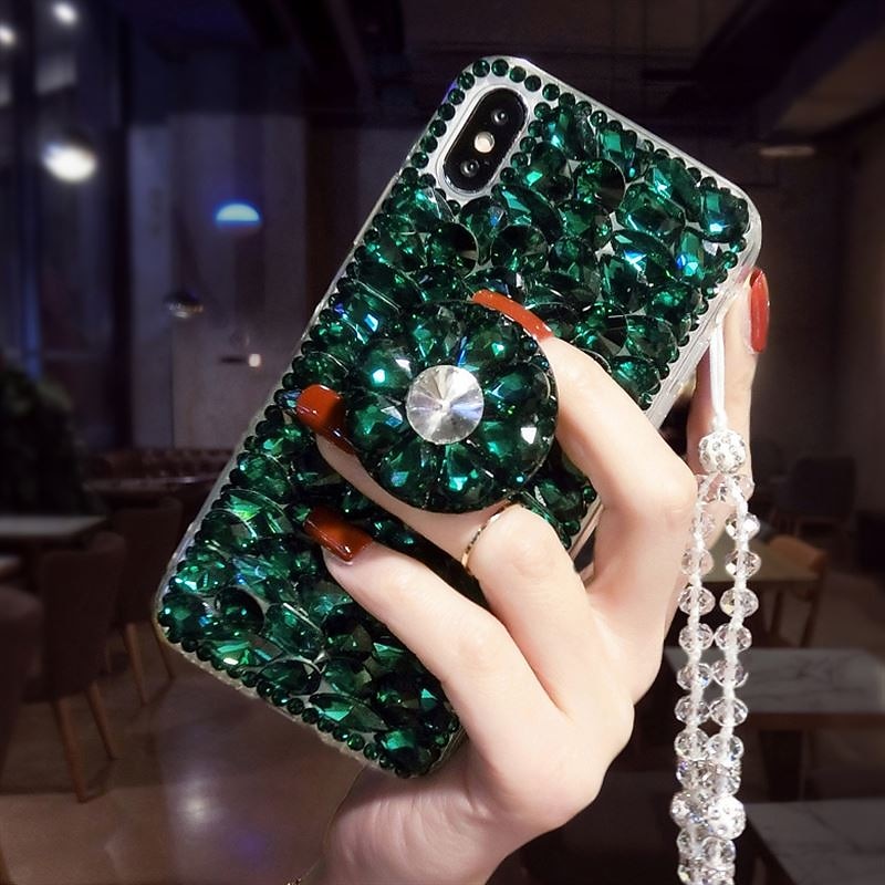Phone Case For Samsung Galaxy S23 S22 S21 Ultra Plus A34 A54 S20 Back Cover with Stand Holder Bling Rhinestone Glitter Shine Acrylic2