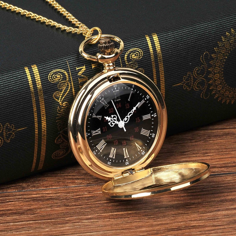 Pocket Watch for Men Roman Number Quartz Steampunk Pocket Watch Women Man Necklace Pendant Analog Quartz Vintage Large Dial Alloy Titanium2