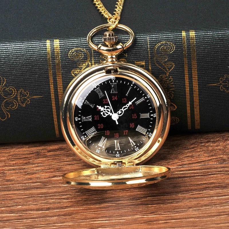 Pocket Watch for Men Roman Number Quartz Steampunk Pocket Watch Women Man Necklace Pendant Analog Quartz Vintage Large Dial Alloy Titanium3