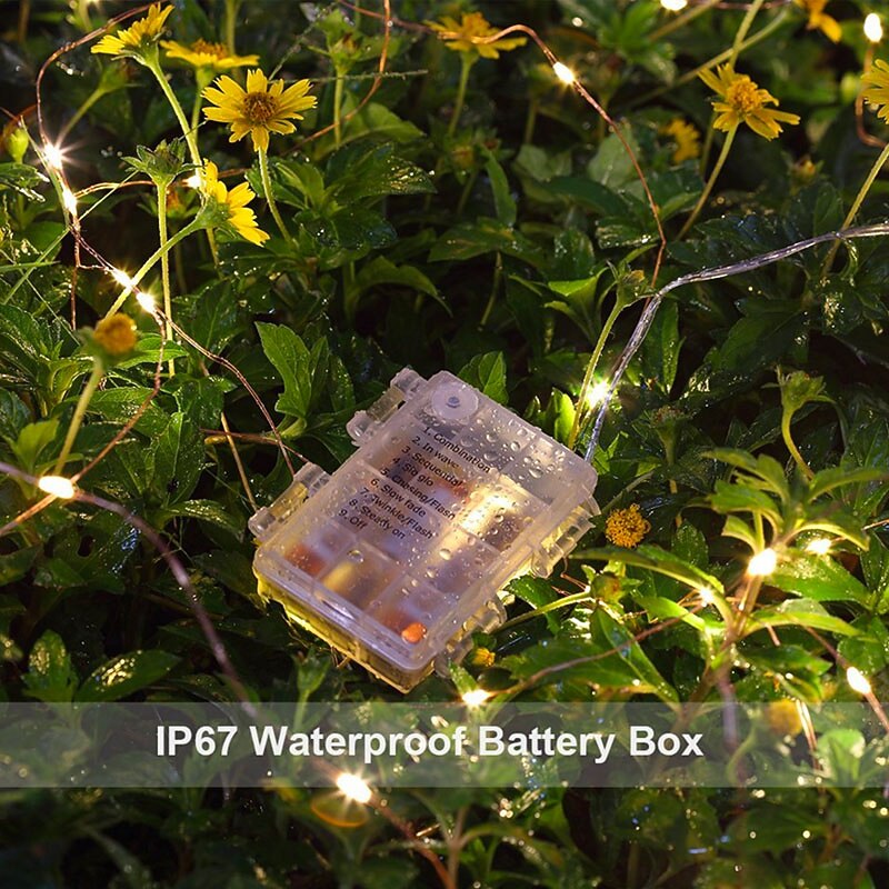 10m String Lights 100 LEDs 1 13Keys Remote Controller 1pc Warm White White Multi Color Waterproof Creative Cuttable AA Batteries Powered4